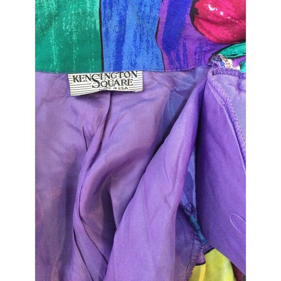 Vintage 80s Womens Blazer Vibrant Colorful Busy Print Shoulder Pads Size Large - Picture 9 of 10